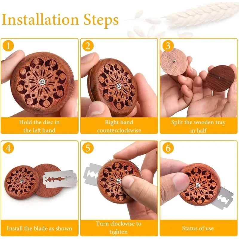Wooden Bread Lame Dough Scoring Tool with Replaceable Blades Sourdough Slashing Knife Arc Curved Baking Pastry Accessories