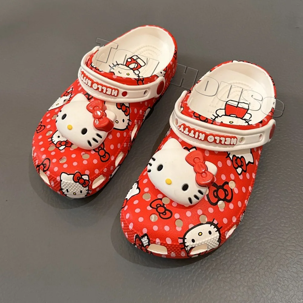 Hello Kitty Miniso Sanrio Hole Sandals Slippers Sandals Kawaii Eva Anime Home Beach Shoes Summer Slippers Adult Kids Xmas Gift