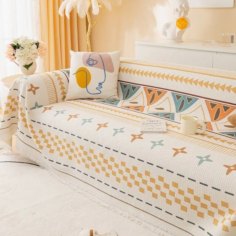 

Waffle Texture Sofa Cover Cloth All Seasons Nordic Sofa Blanket Cover Full Sofa Cover Sofa Cushion