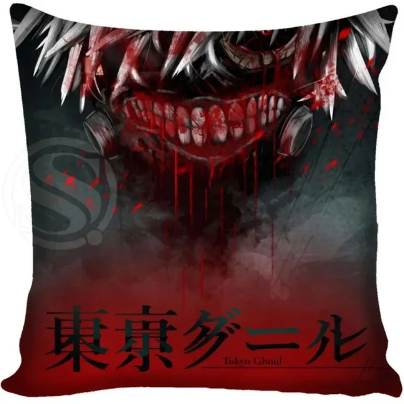 Anime Tokyo Ghoul Polyester Cushion Cover Home Bedroom Hotel Bed Car Seat Decorative Cushion Cover Soft and Comfortable 45x45cm.