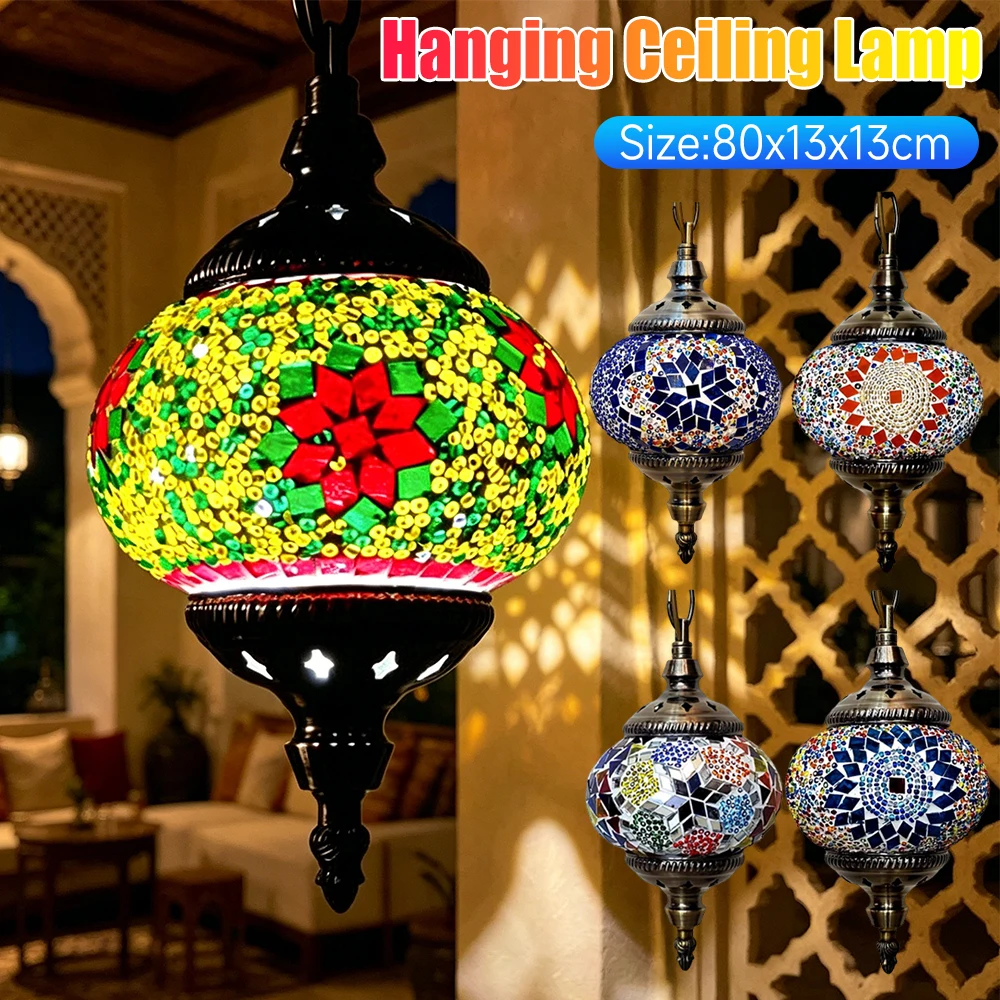 

Декоративный стеклянный светильник-шар E27, мозаичный подвесной светильник, романтический средиземноморский подвесной светильник для бара, ресторана, дома, отеля