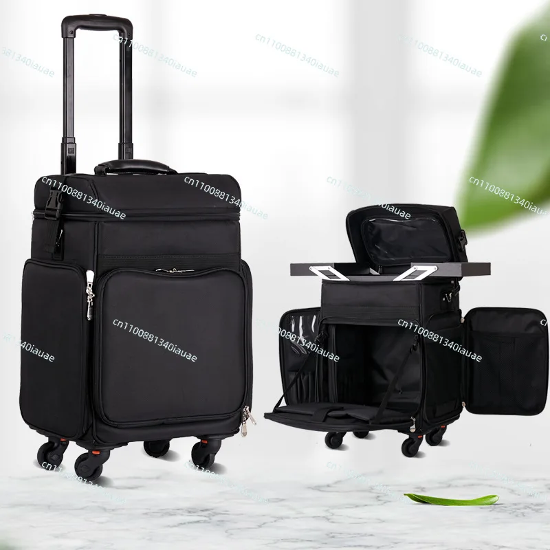 

Professional Cosmetic Case Trolley Case Embroidery Manicure and Eyelash Toolbox Large Capacity Cosmetic Suitcase