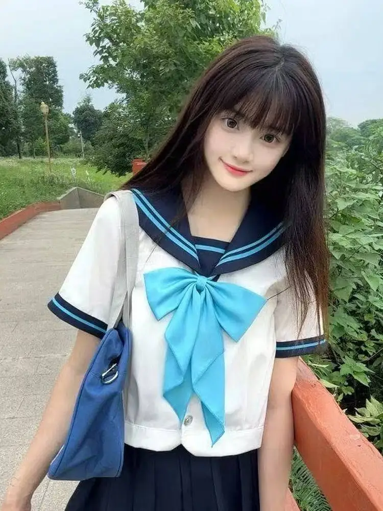 

Летний сладкий школьный orm Navy Knot Sailor Suit JK ort Sve irt Топ Плиссированная юбка Комплект женской Faion