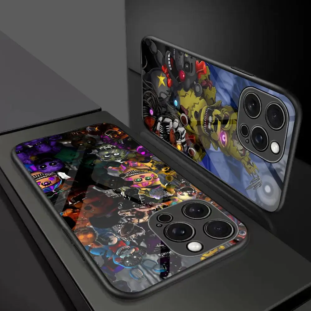 Fnaf Five-nights-At F-Freddys MAISTO Mouse Pad Glass Phone Case For Iphone 16 15 14 13 11 12 Pro Max Xr X Xs 8 7 Plus