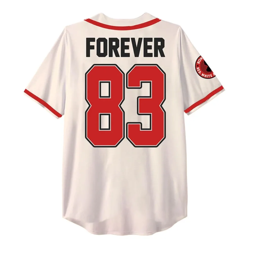 Forever Tour Baseball Jersey Bon Jovi #83 Unisex Button Up Short Sleeve Rock Band 3D Full Print Mesh Jersey Hip Hop Streetwear