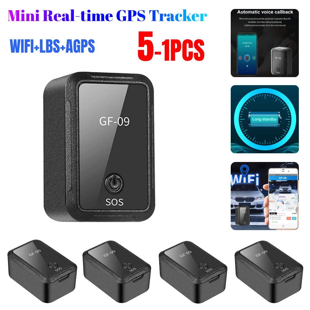 5-1PCS Mini GPS Tracker Real Time Car Tracking Locator Device Anti Theft Smart Finder Pet Kids Bag Tracker Vehicle Locator