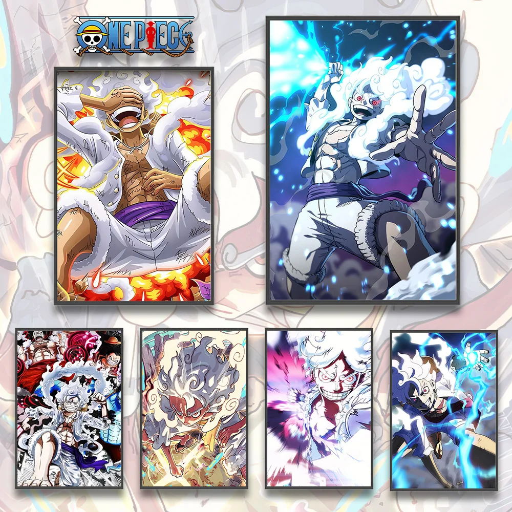 

Luffy Gear 5 One Piece Self-adhesive Poster Wallpapr Cartoon Home Decoration Zoro Painting Anime Wall Art Classic Hot Blooded