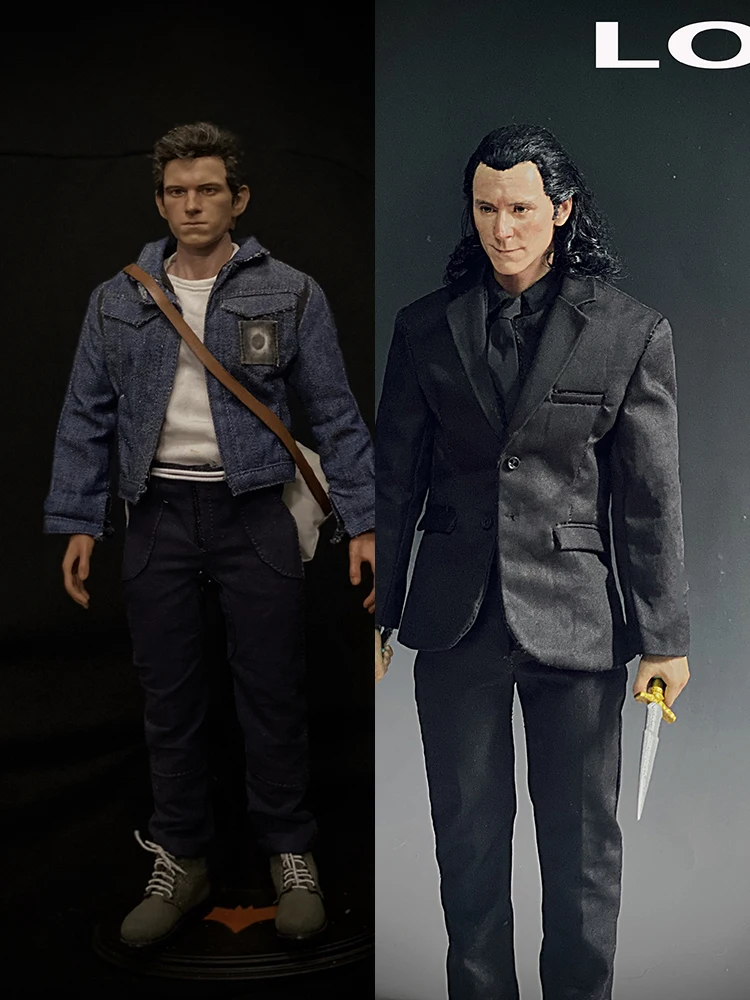 XT001 oryginalny 1/6 Loki czarny garnitur tkanina figurka człowieka Tom Holland Chaos Walking Mini symulacja 12 "pełny zestaw Model żołnierza