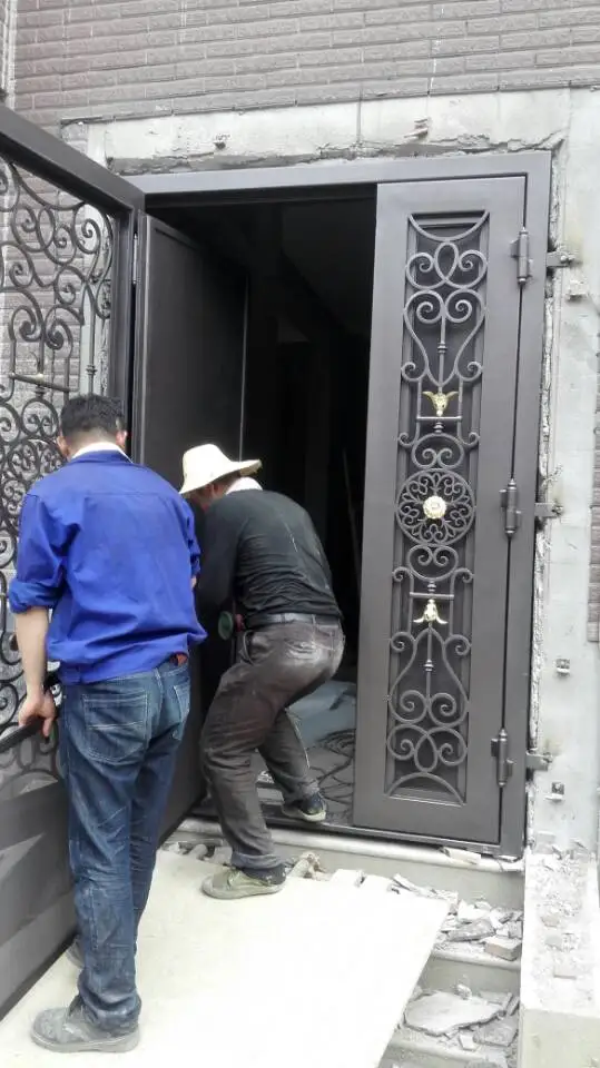 China Fancy Wrought Iron Entry Door Steel French Doors Driveway Gate