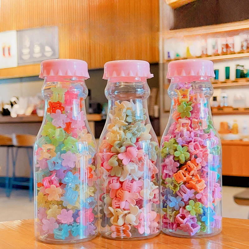 100 Teile/Flasche Mädchen Baby Nette Blume Herz Krone Kaninchen Mini Haar Klaue Kinder Schöne Farben Haar Clip Kinder Haar zubehör Set