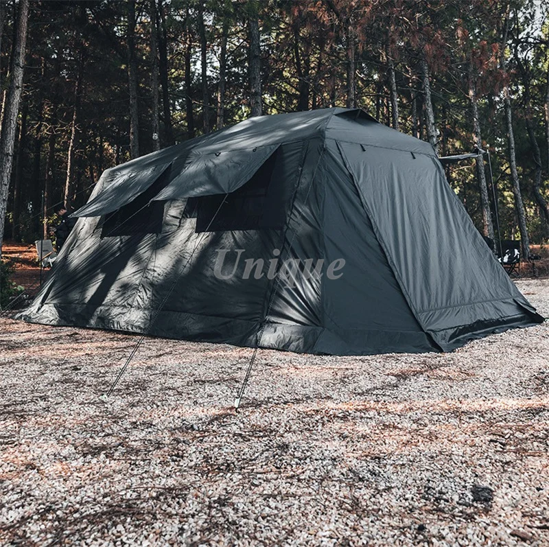 Outdoor Camping Large Family Tent, 2 Living Rooms, 1 Hall, Waterproof, Sunscreen, UV Protection, Windproof