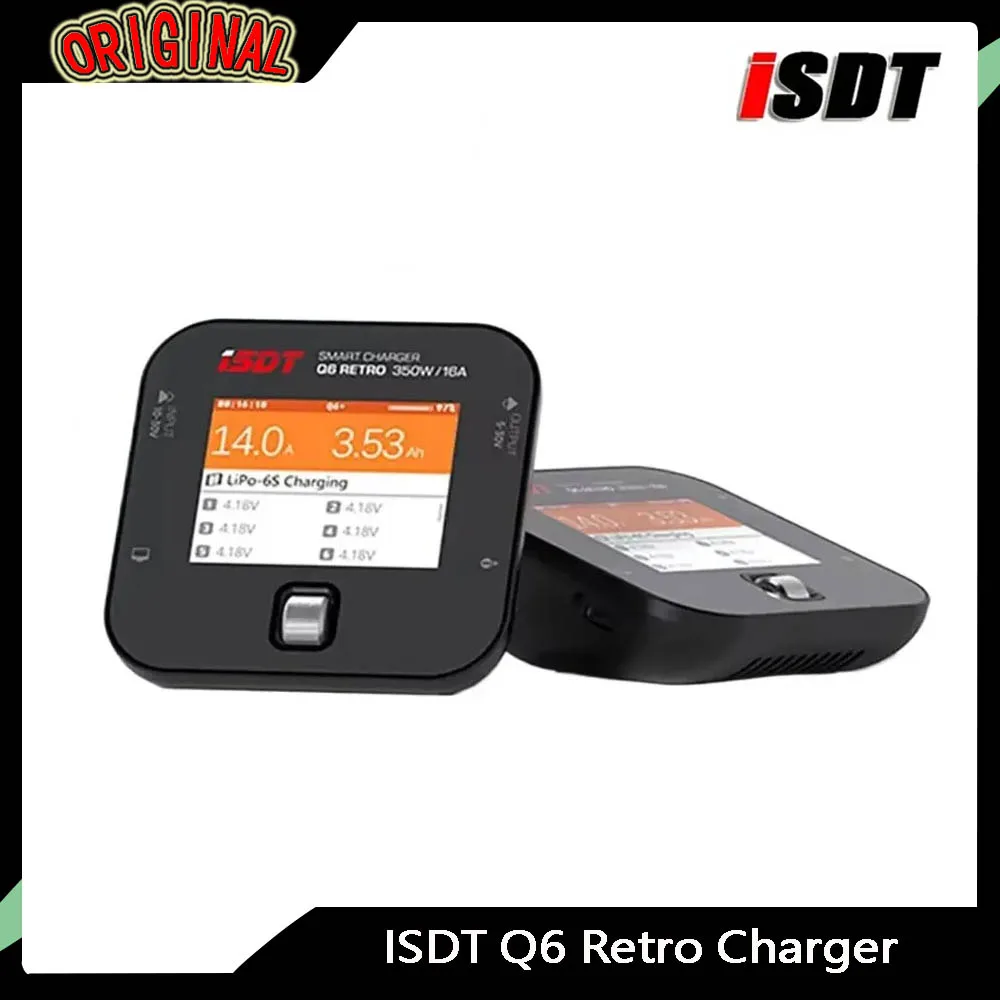 

ISDT Q6 Retro DC Charger/Discharger 350W 16A 2-6S LiPo/LiHv/LiIon Compact Smart Fast Charge for RC Cars Drones Batteries