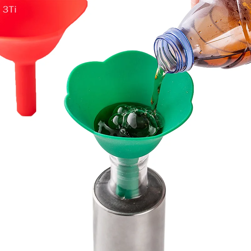 3Pcs Creative Flower Shape Silicone Kitchen Funnel 3pcs Set Oil Liquid Pouring Dispenser Portable Cooking Baking Tools Non Drip