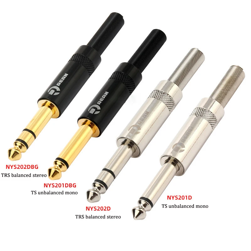 6.35mm TRS Stereo / 6.5mm TS Mono Audio Plug Compatible with Neutrik Series NYS201 NYS202 NYS207 NYS208 for Guitar Audio Equipme