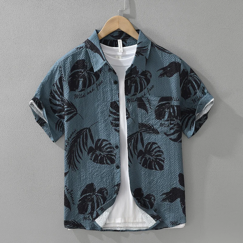 

2026 Summer New Fashion Printed Short Sleeve Shirt for Men Clothing Thin Turn-down Collar Streetwear Summer Shirts