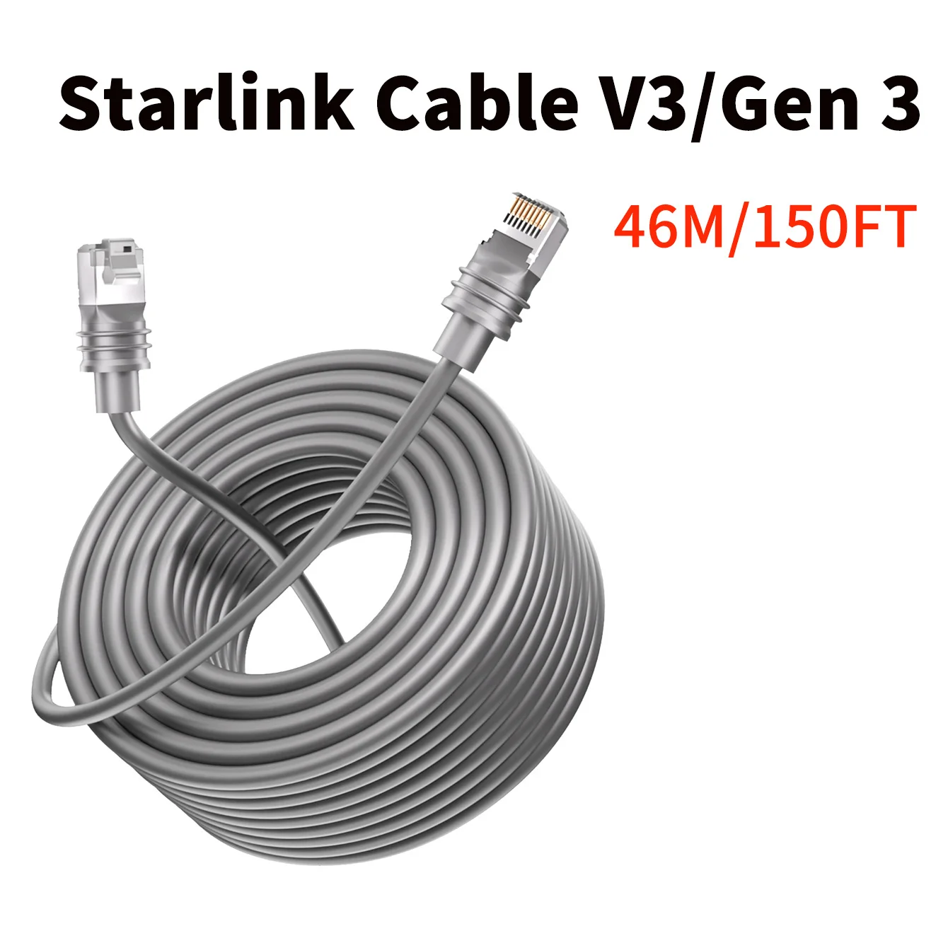 Imagem -02 - Cabo Starlink 150ft para Starlink Actuado Gen Gen Cabo de Substituição Starlink Satélite Retangular v2 v3 Starlink Ethernet