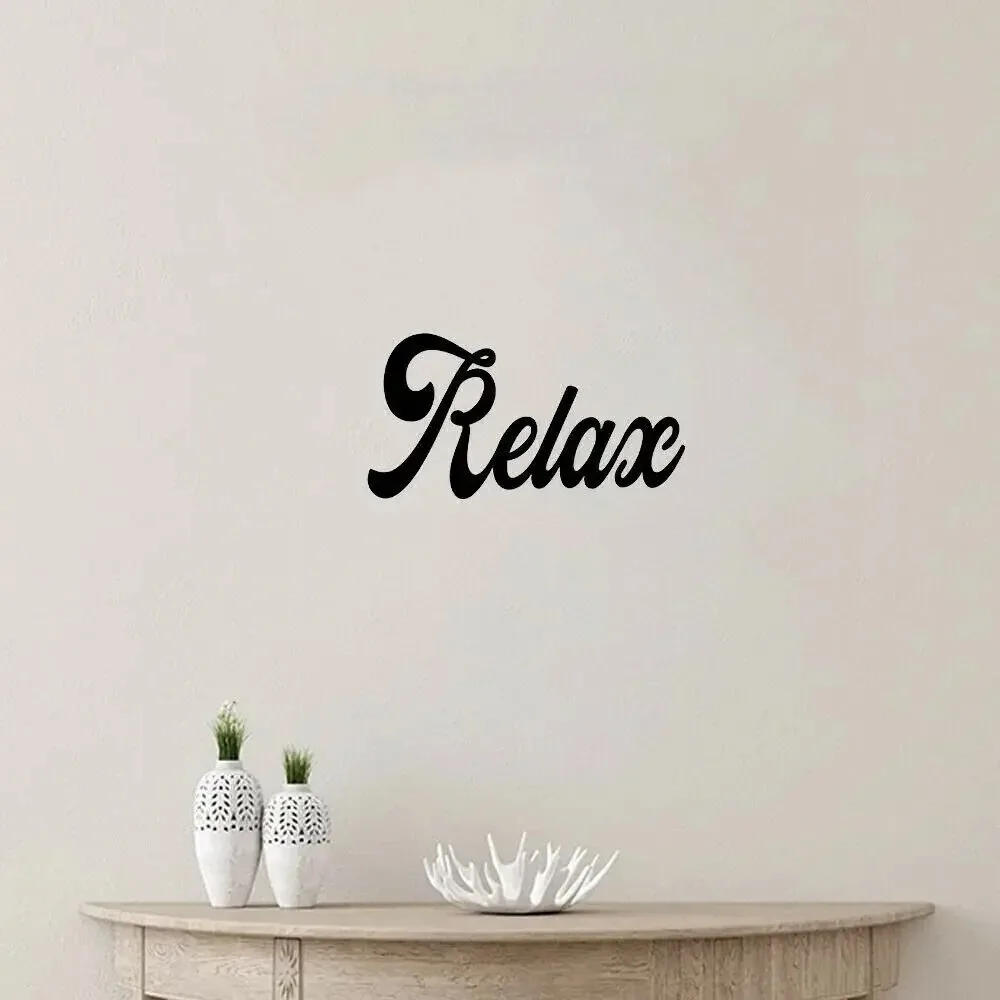 Iron Crafts Relax Metal Plaque Word Sign Mellow Out Decorative Hanging Art for Home Living Room Indoor Hanging Sculpture