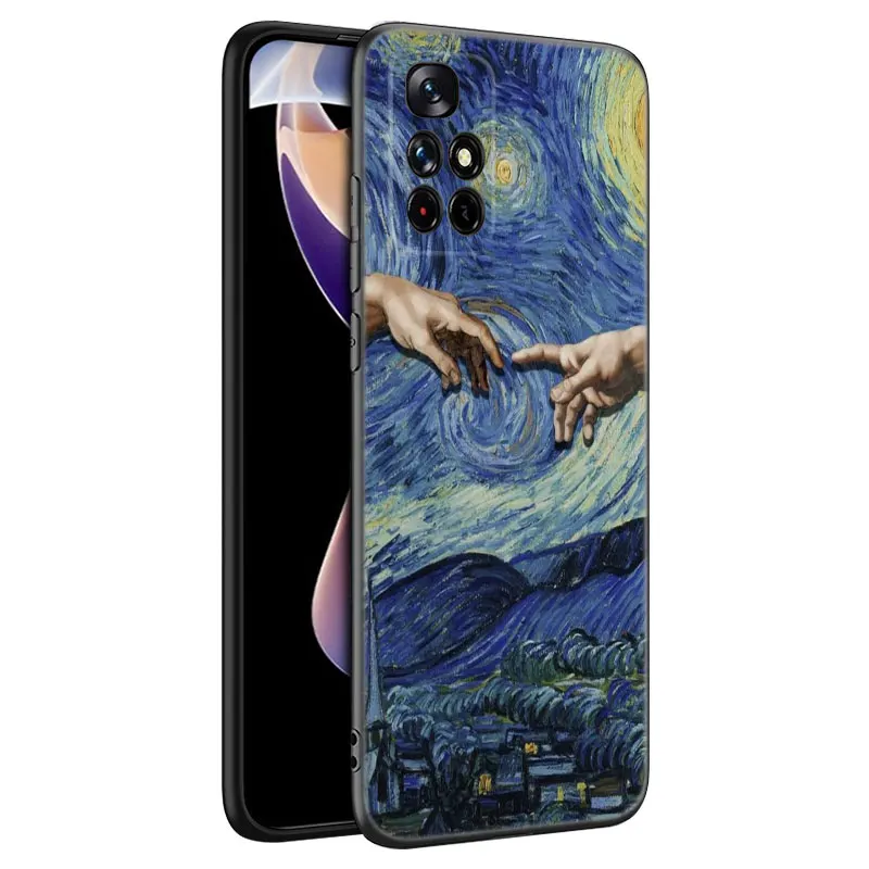 Starry Night Art Van Gogh Black Silicone Phone Case For Xiaomi Redmi Note 9 10 11 11S 11T 12 13 Pro 5G Plus 9S 10S 12S