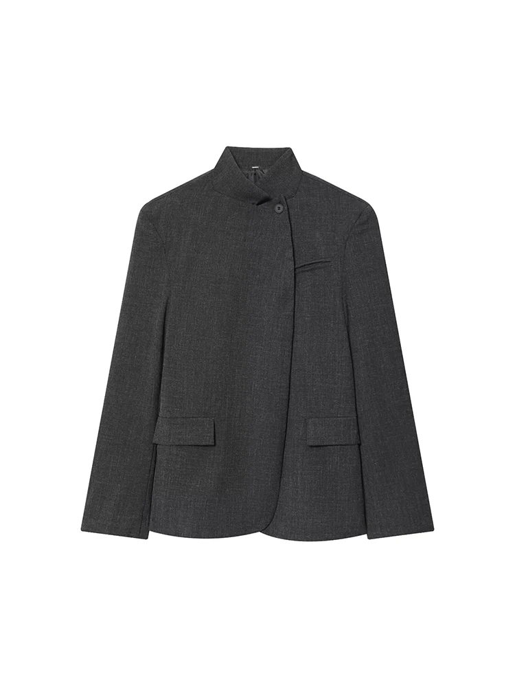 

European-style new women's fashionable and versatile solid color single-breasted long-sleeved suit jacket.
