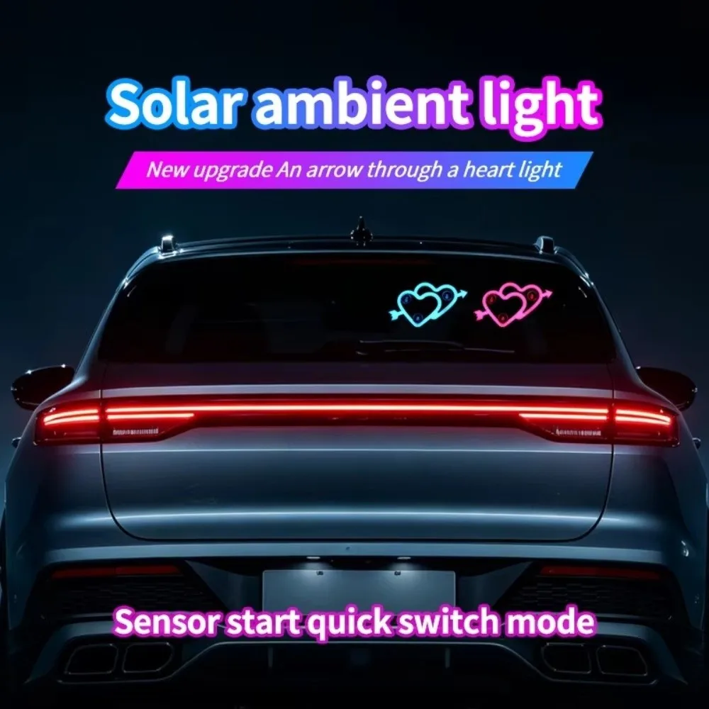 One Arrow Through The Heart Car Decoration Ambient Lighting 7 Colors Vibration Induction Suction Cup Neon Car Light Multi-Mode