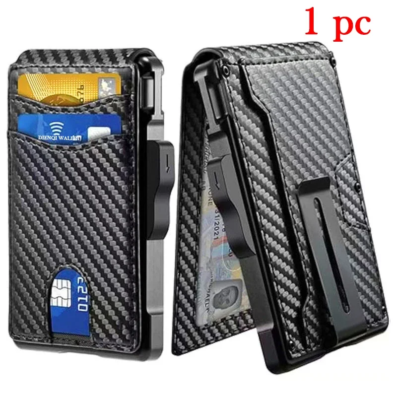 Rfid EDC Credit Card Holder Men's Wallet Carbon Fiber Metal Aluminum Cardholder Case RFID Anti Theft Pop Up Wallets for Men 2026