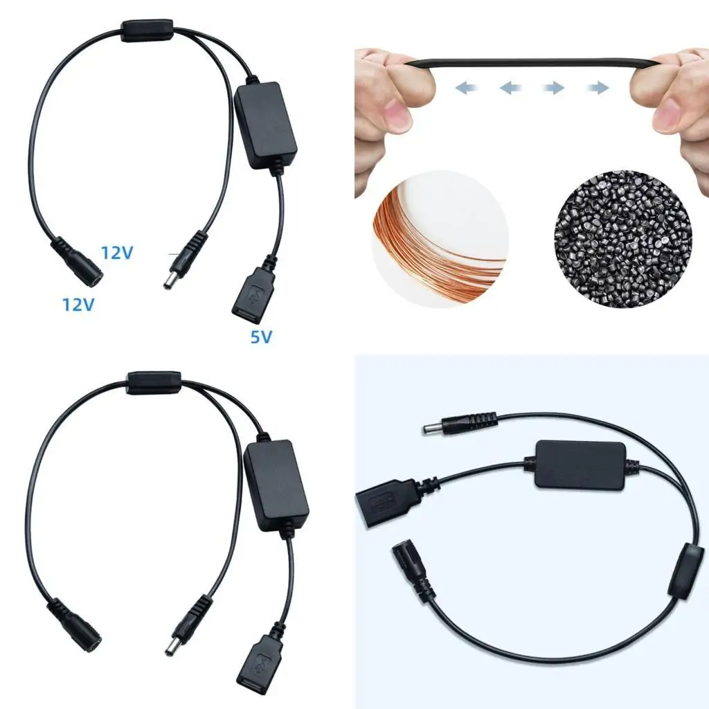 

R53C 5.5x2.1mm to 5.5x2.1mm USB Power Plug Charging Cable for 12V 5V Speaker Earphone