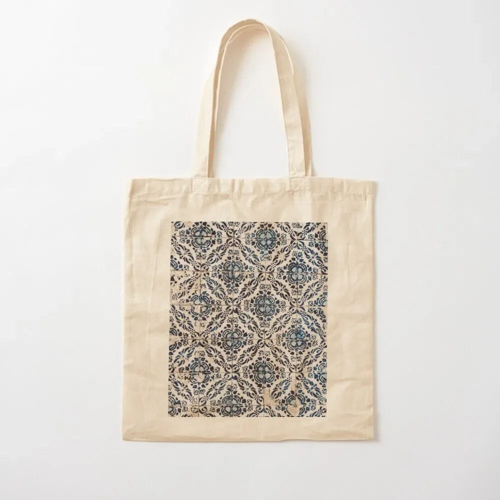 Portuguese Azulejos I - Vintage Blue Hand Painted Tiles - Europe Travel photography by Ingrid Beddoes Tote Bag