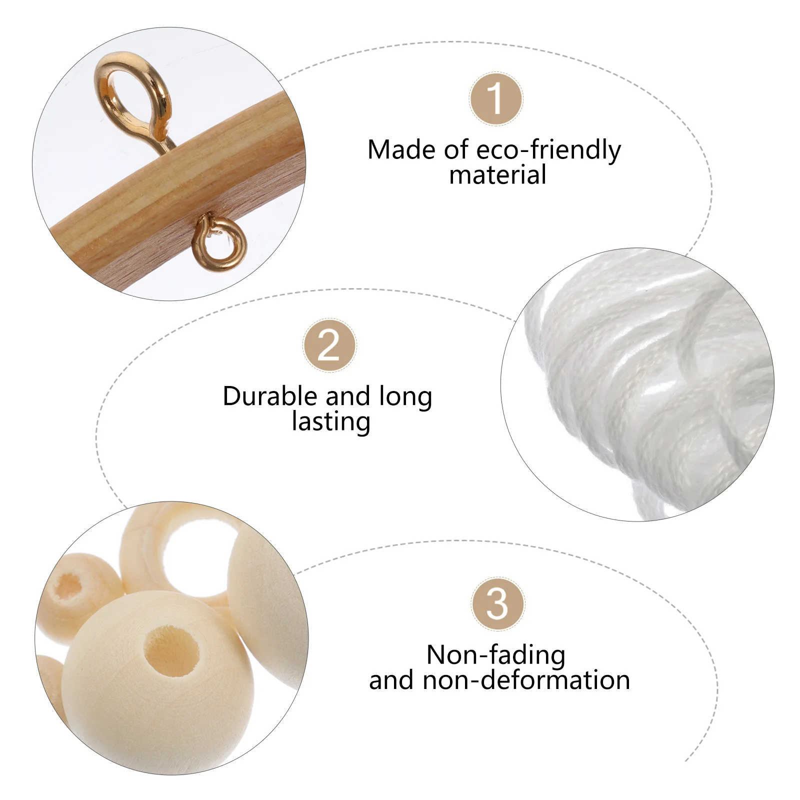 

Wood Alloy Wind Material Kit Wind Chime Kit Stroller Decor Baby Room Living Car Round Chime Wooden Fork Long Use