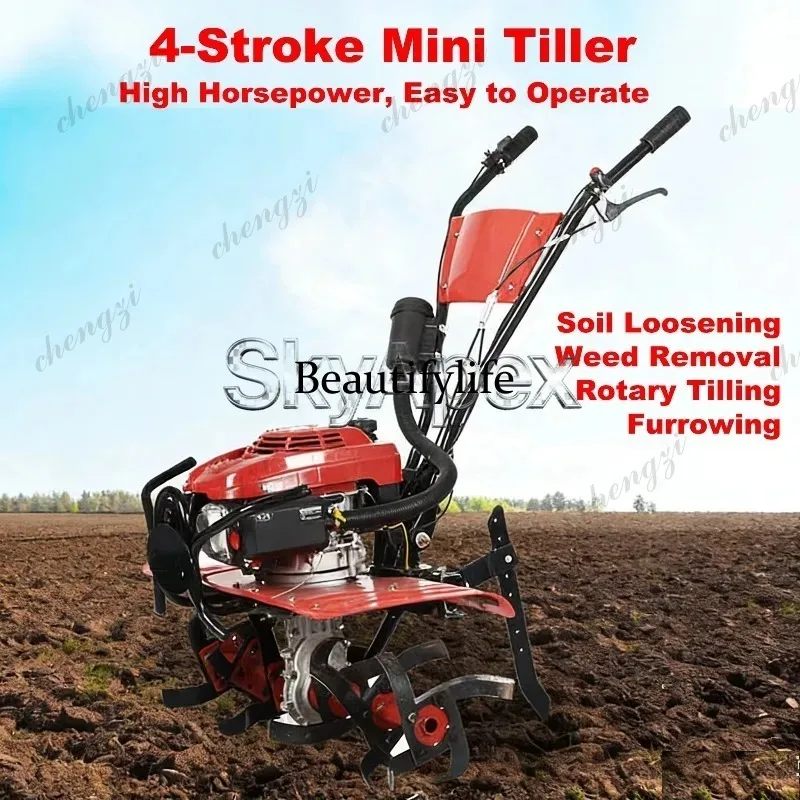 M81 Four Stroke Mini Farm Cultivator Multifunctional Weeding Ditching Tilling Soil Loosening Land Reclamation Agriculture Equipm