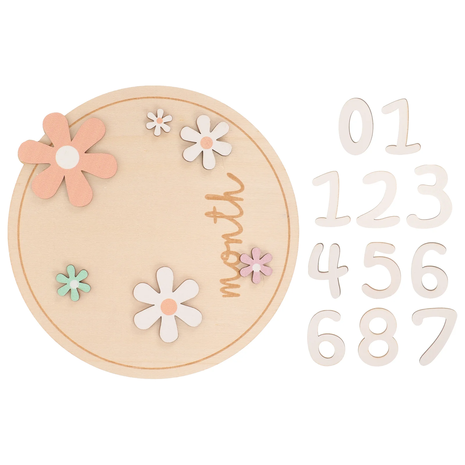 

Baby Month Cards Milestone Wooden Circles Birth Announcement Sign Signs for Nursery Girls Newborn