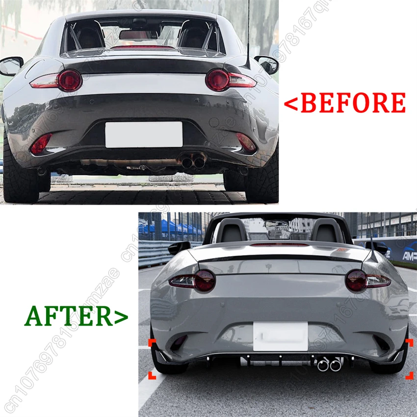 Car Rear Front Bumper Lip Diffuser Spoiler Splitter For Mazda MX-5 Miata ND 2015-2025 Rear Tail Wing Protector Auto Accessories