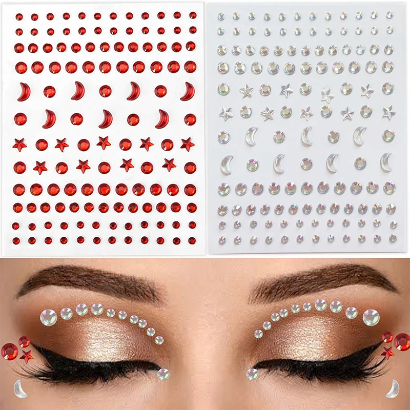 Kristall Tattoo Aufkleber Glitter Eyeliner Augenbrauen Make-Up Gesicht Augen Diamant Temporäre Tattoo Rock Strass 3D Eyeliner Aufkleber