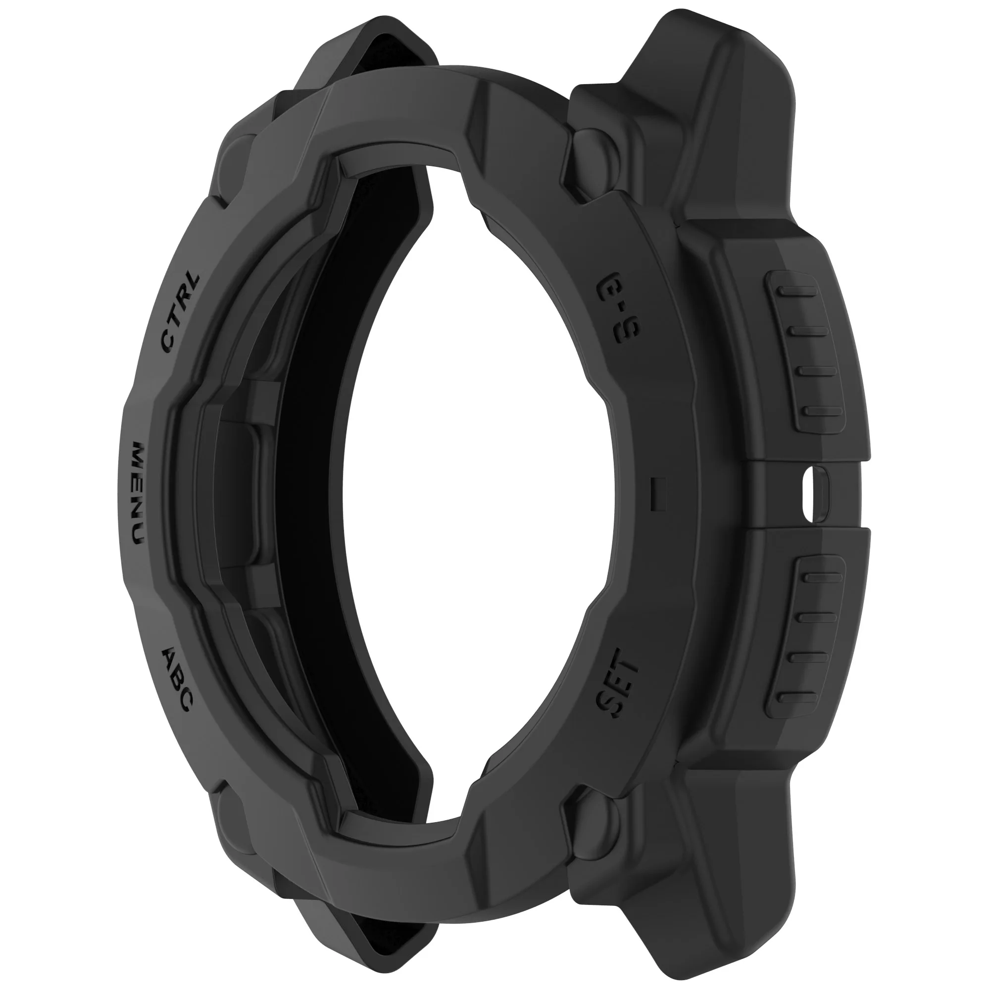 For Garmin Instinct E 45mm Armor Watch Case Shockproof TPU Rugged Protective Cover - Black