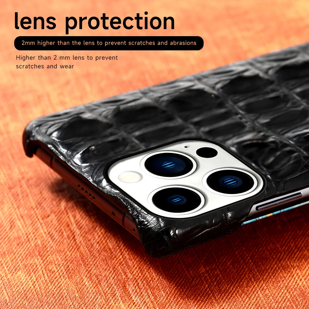 

Luxury Phone Case For iPhone 16 Pro Max 16 Plus 15Pro 15 11 12 13 14 Pro Shockproof Genuine Crocodile Leather Back Cover