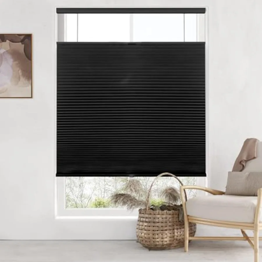 

Top Down Bottom Up TDBU Cordless Cellular Shades, Blackout Light Blocking Honeycomb Shades Thermal Insulation Noise Reduction B