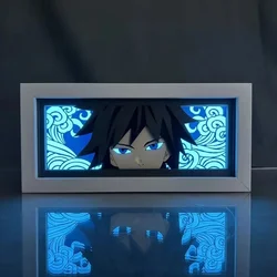 Demon Slayer Kimetsu No Yaiba Paper Cut Shadow Box for Home Decoration Manga Table Desk Lamp Anime Light Box Birthday Gift