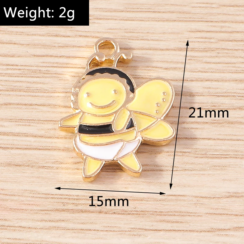 Tusember 10 Stück goldfarbene Emaille-Honigbienen-Charms, süßer Mini-Bienen-Charm für Schmuckherstellung, Ohrringe, Halskette, Zubehör – Detail 12
