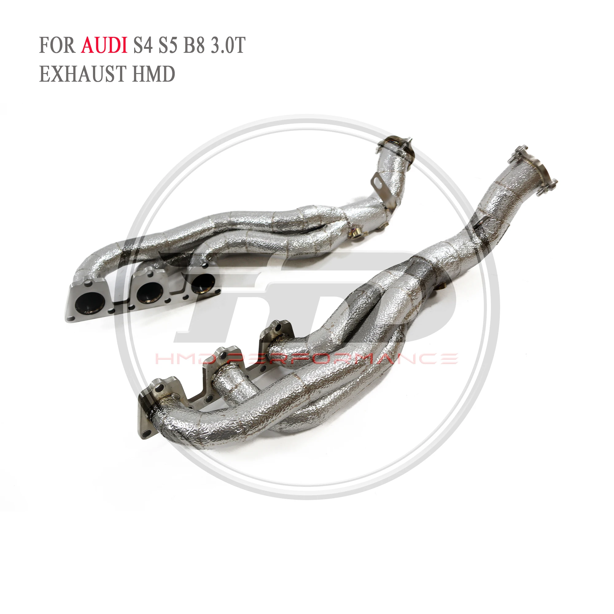 

For Audi S4 S5 B8 3.0T HMD Exhaust System High Flow Performance Headers With Heat Shield Racing Manifold