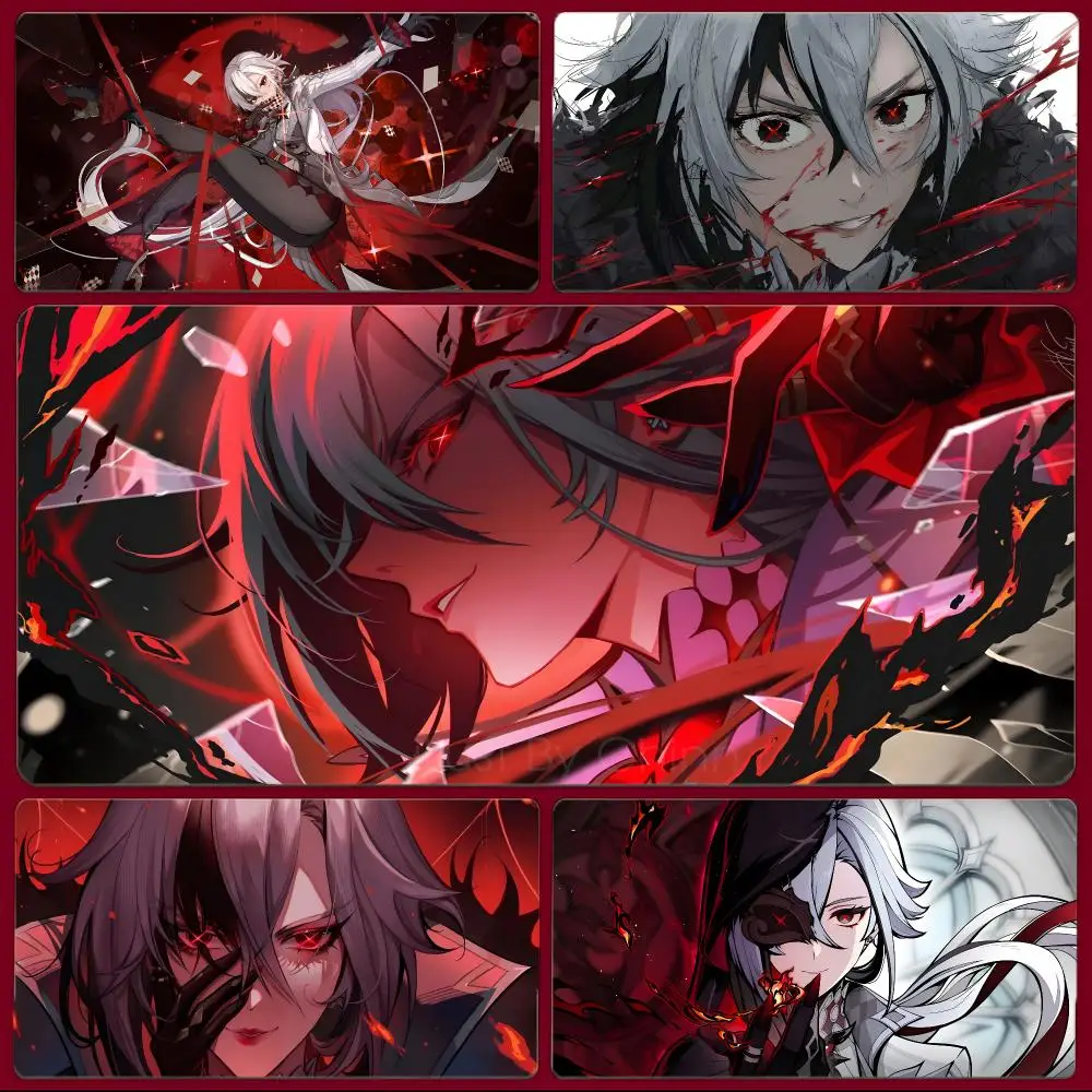 character game G-Genshin Impact Arlecchino Mouse Pad Large Gaming Mousepad with Stitched Edges Thickened Desk Mat PC