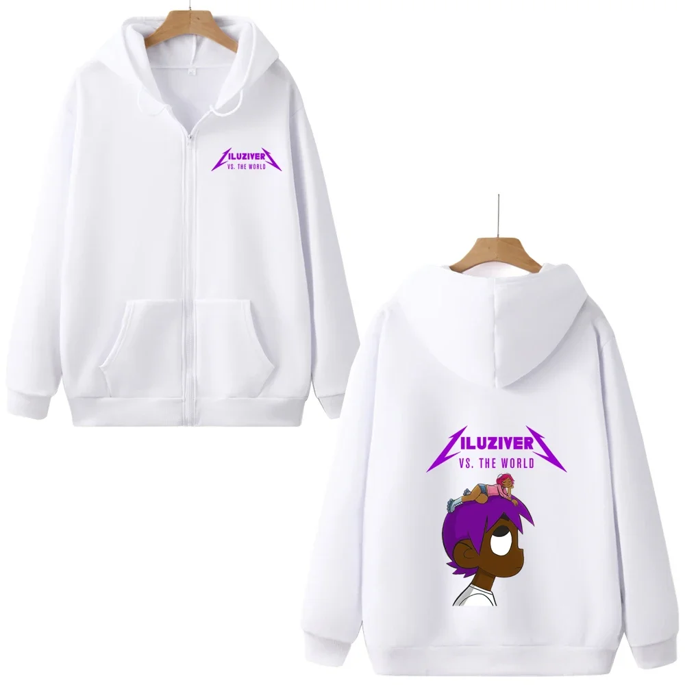 Lil Uzi Vert The World Cartoon Text Printing Music Zip Hoodie Fashion Harajuku Hip Hop Sweatshirts Men Women Fans Gift