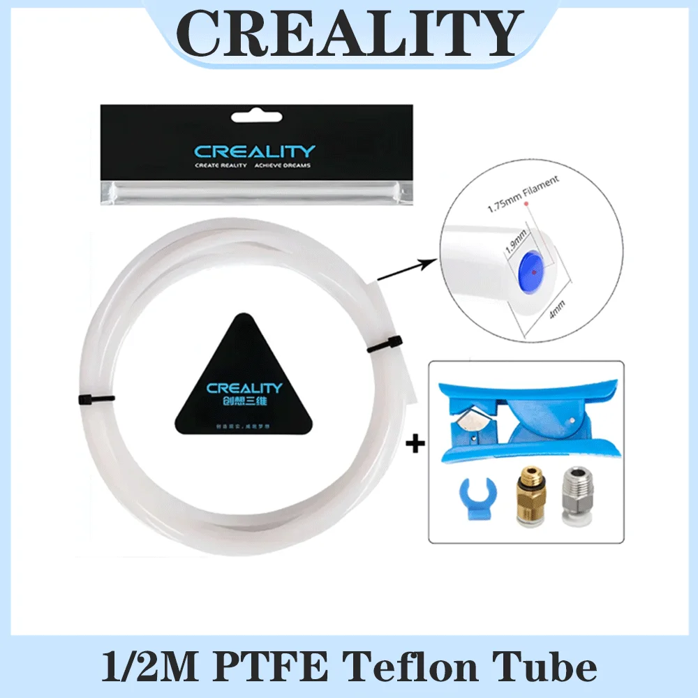 

Creality 3D Printer PTFE Tube 1M/2M with PC4-M6 PC4-M10 Pneumatic Fittings And Tube Cutter for 1.75mm Filament