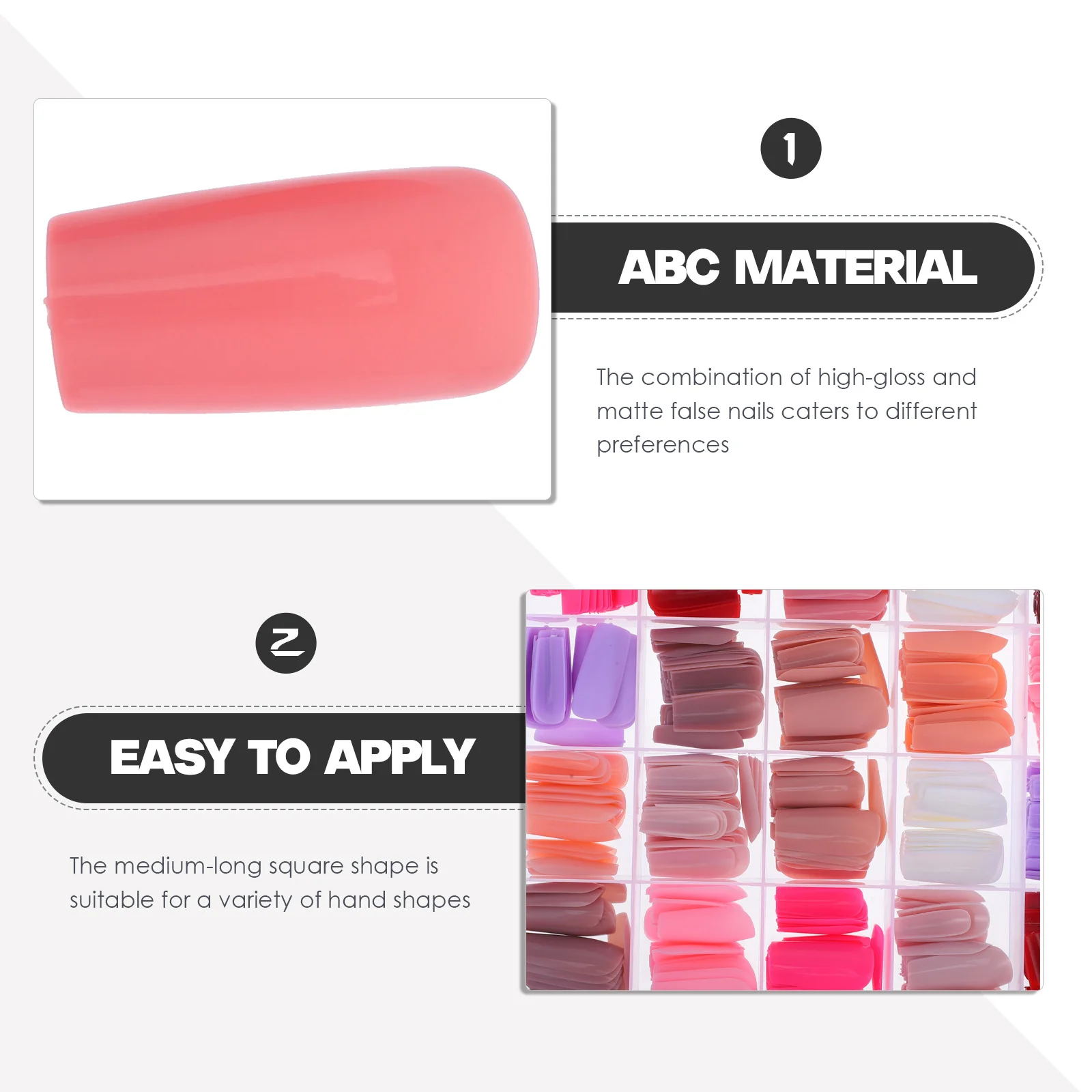 Solid Color Glue on Nails Set Medium Square Matte Glossy Press on Fake Nails Easy Remove Nail Art Supplies Manicure Supplies