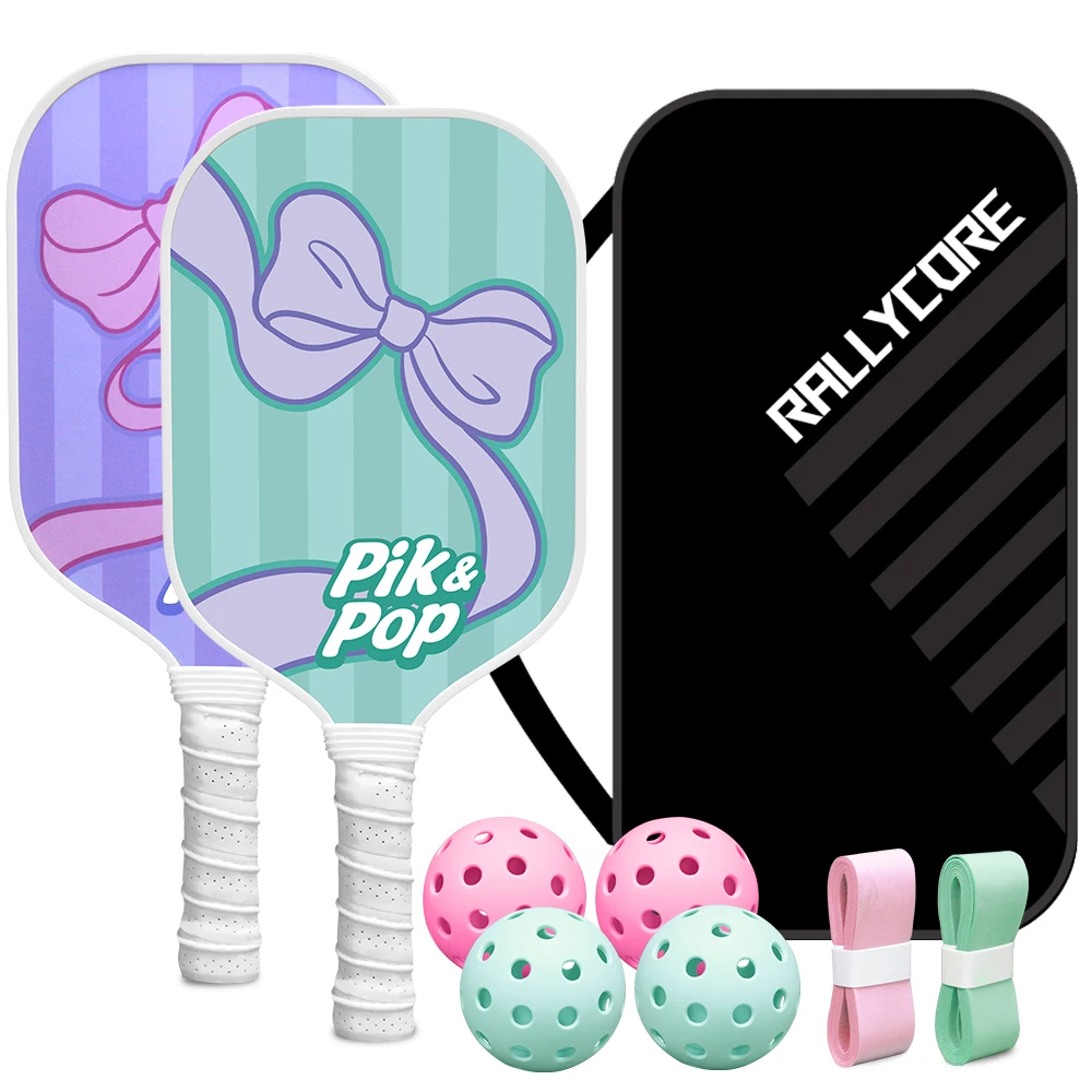 

Pickleball Paddles Set of 2 with 4 Balls Carry Bag Premium Honeycomb Core Paddles for Indoor Outdoor Play for Adults andYouth