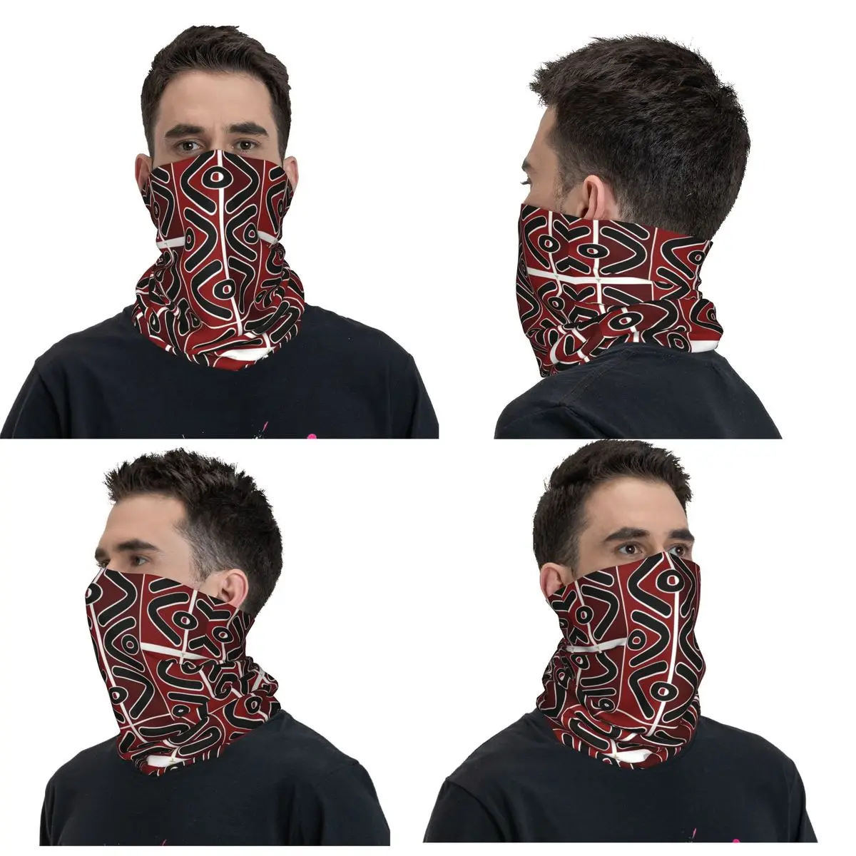 African Bogolan Mudcloth Pattern Bandana Neck Cover Printed Mask Scarf Multifunction FaceMask Riding For Men Adult Windproof