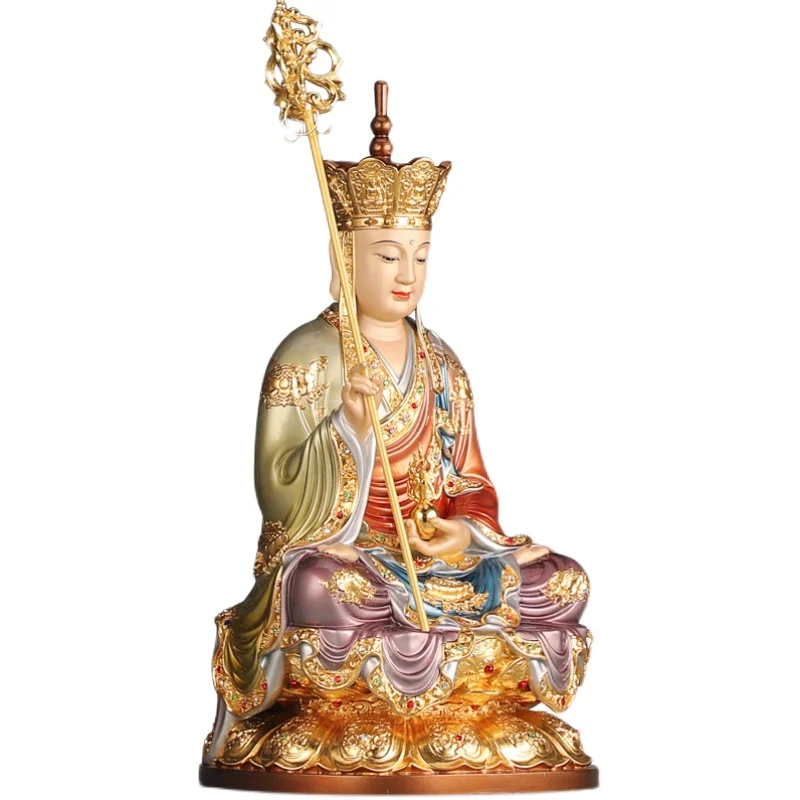 Enamel Gold-Pasted King of Tibet Buddha Statue Enshrine Household Pure Copper King of Tibet Bodhisattva/Buddha Statue King