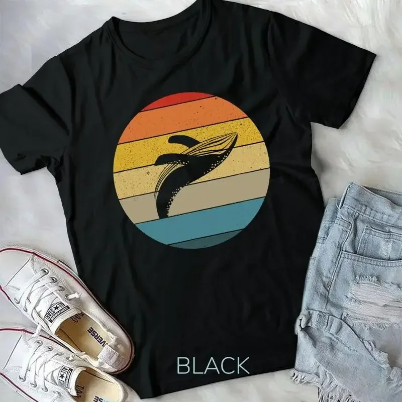 Vintage Retro Sunset Ocean Breaching Humpback Whale Unisex T shirt Vintage Clothes