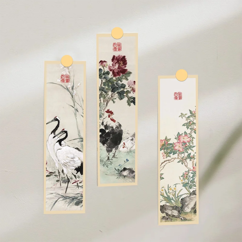 30pcs Chinese painting style bookmarks Chinese ink painting reading book page book marking notebook marking student stationery