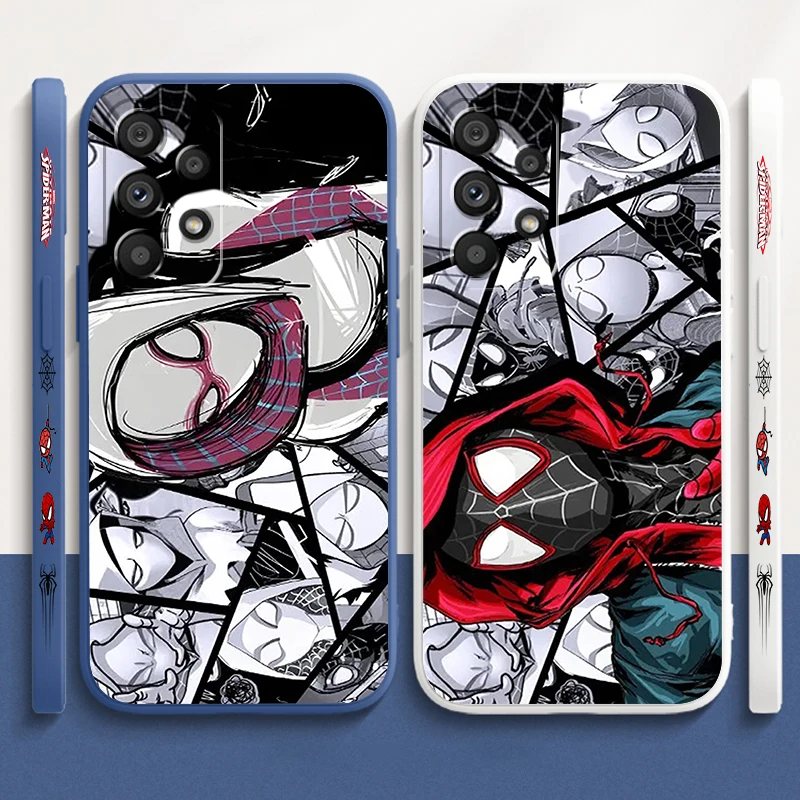 Marvel Avengers SpiderMan Art Liquid Left Rope For Samsung Note 20 10 A54 A31 A14 A03 A22 A34 A04 A24 Ultra Plus 5G Phone Case