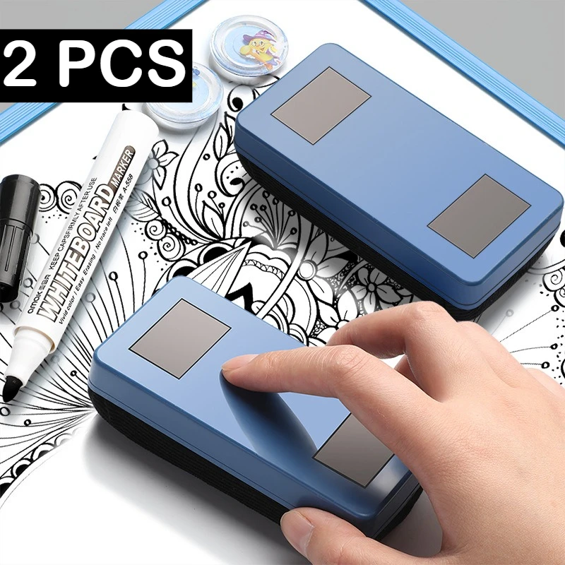 2 PCS Magnetic Whiteboard Eraser Plastic Marker Pen Whiteboard Cleaner Eraser Blackboard Eraser Wipe Office School Stationery