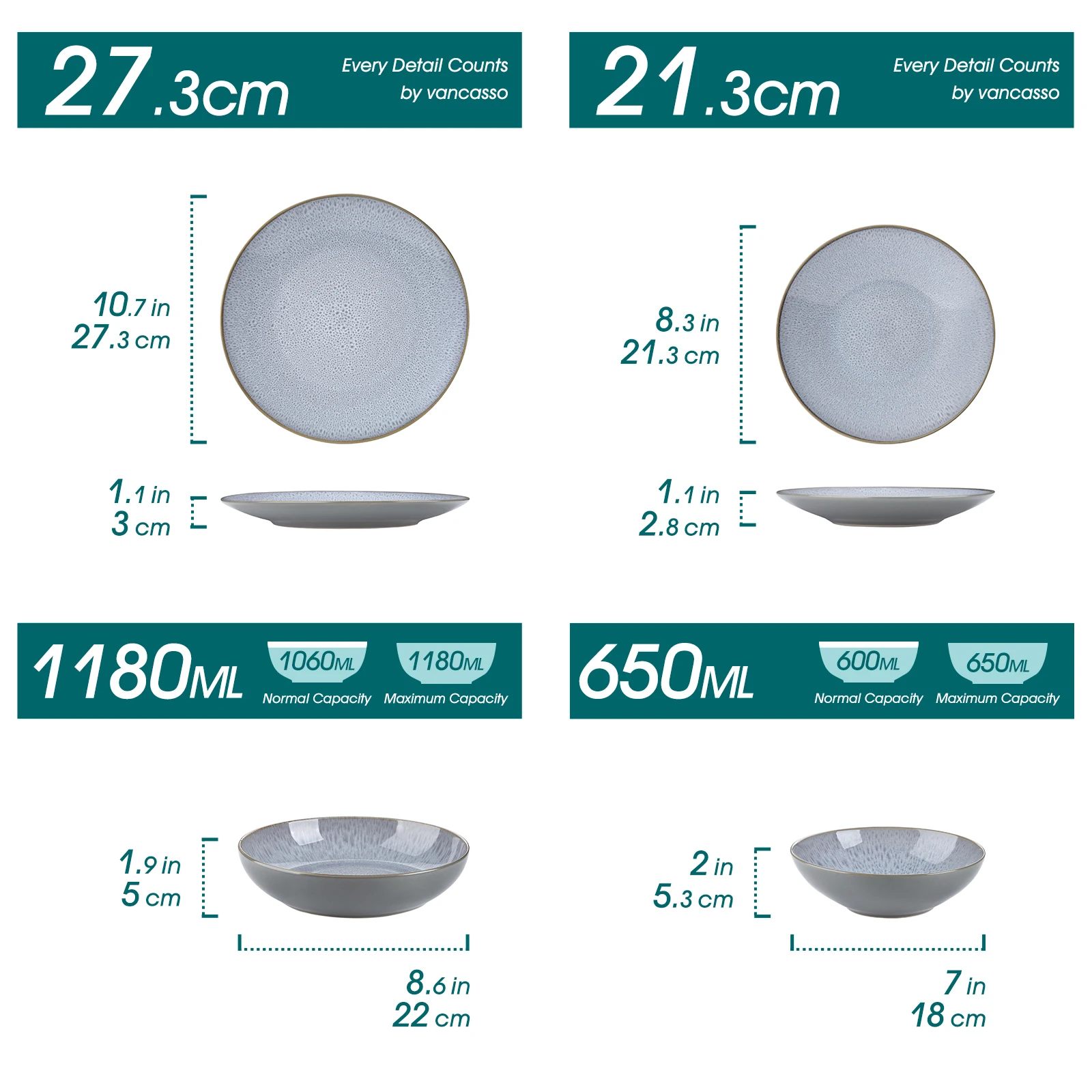 Imagem -02 - Vancasso Karst 16 32 48 Peça Gravado Conjunto de Utensílios de Mesa de Grés com Jantar Sobremesa Placa Sopa Tigela Caneca Serviço para 12 Pessoa